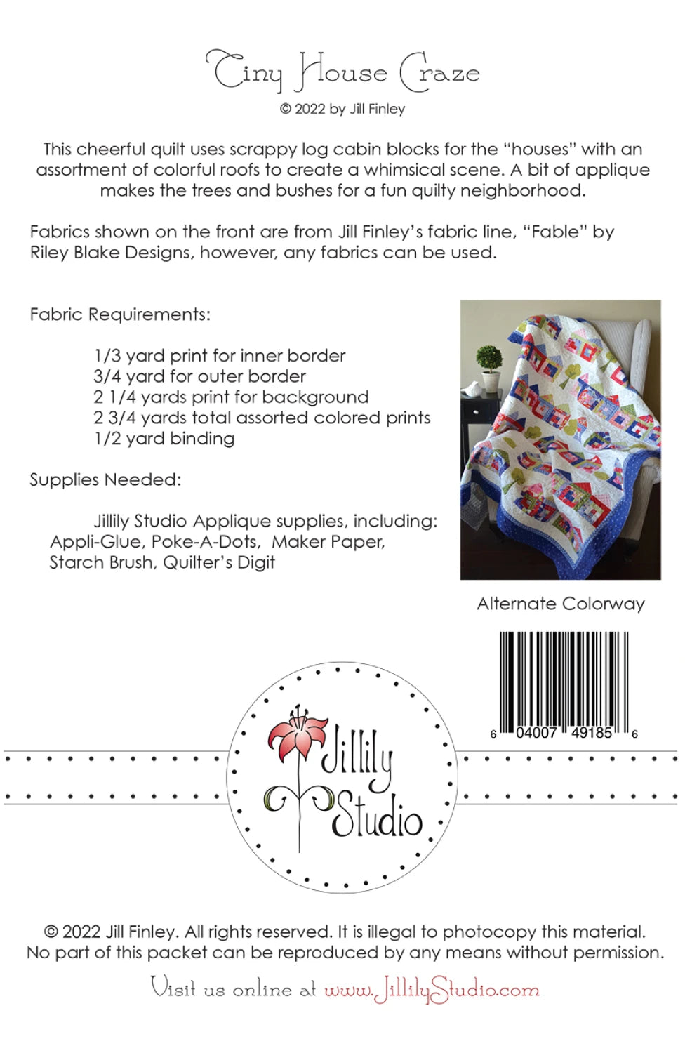 Tiny House Craze Quilt Pattern by Jill Finley of Jillily Studio