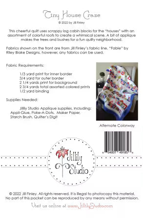 Fabric requirements for Tiny House Craze quilt pattern by Jill Finley of Jillily Studio.
