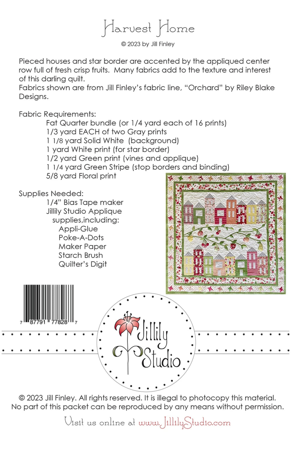 Harvest Home Quilt Pattern by Jill Finley of Jillily Studio