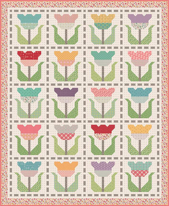 Stitched Tulips Quilt Boxed Kit by Lori Holt