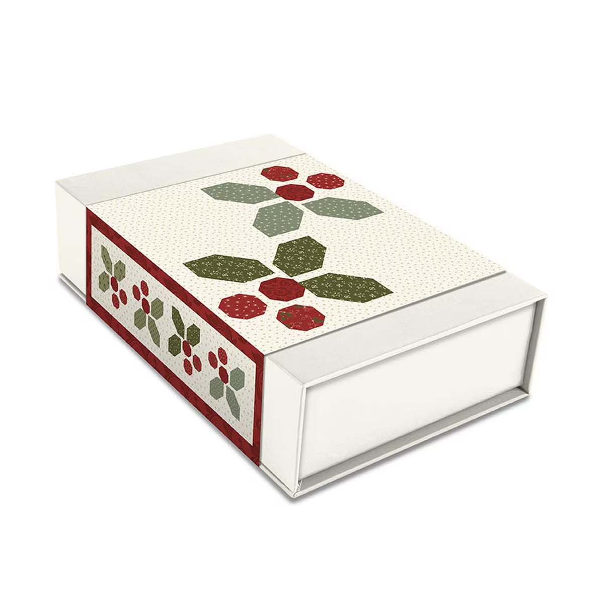 The keppsake box  with band for the KT-17661 Christmas Greetings Holly-Day Cheer table runner kit