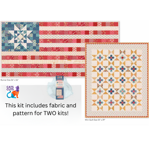 Oh Beautiful Flag Runner and Amber Waves Mini Quilt Kit featuring Americana by Lori Holt