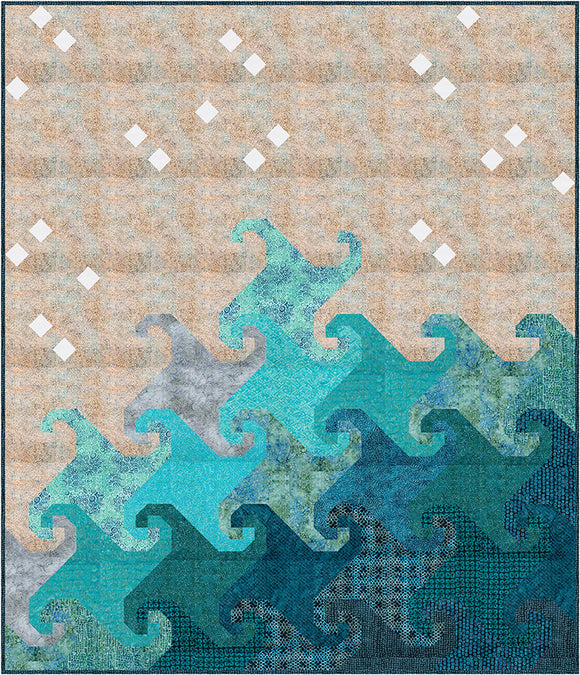 Oceans Edge pattern featuring Bayou Blues Expressions Batiks by Riley Blake Designs