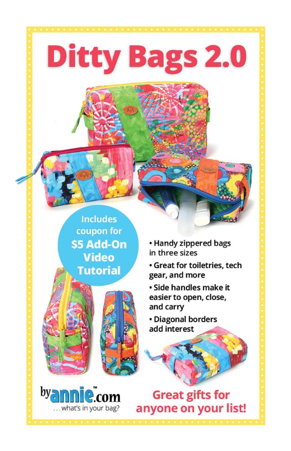 ByAnnie™ Ditty Bags 2.0 Pattern - 3 Sizes (PBA188-2)