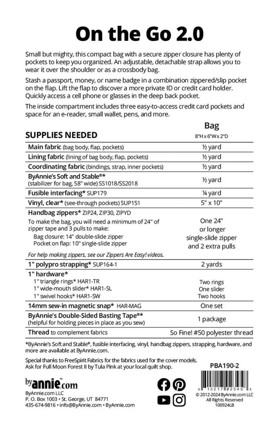 ByAnnie™ On the Go 2.0 Compact Bag Pattern (PBA190-2)