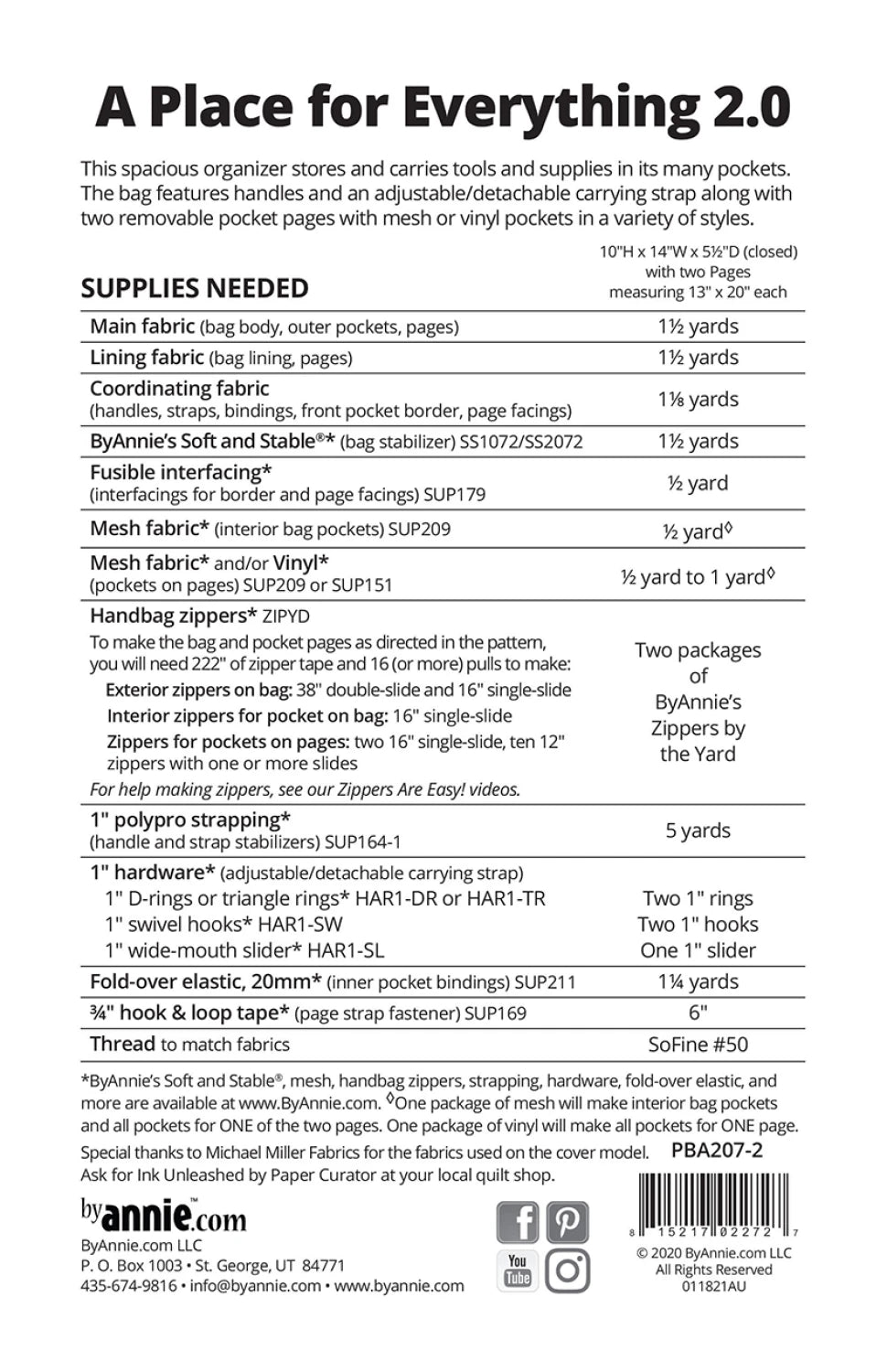ByAnnie™ A Place for Everything 2.0 Pattern (PBA207-2)