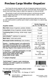 Supplies list for ByAnnie Precious Cargo stroller organizer sewing pattern