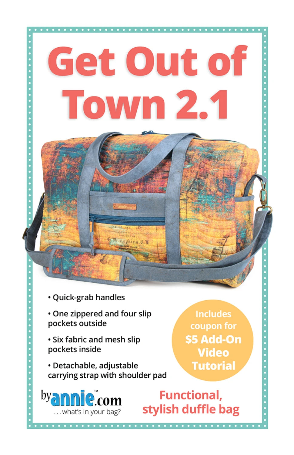 ByAnnie Get Out of Town 2.1 PBA227-2.1 duffle bag sewing pattern