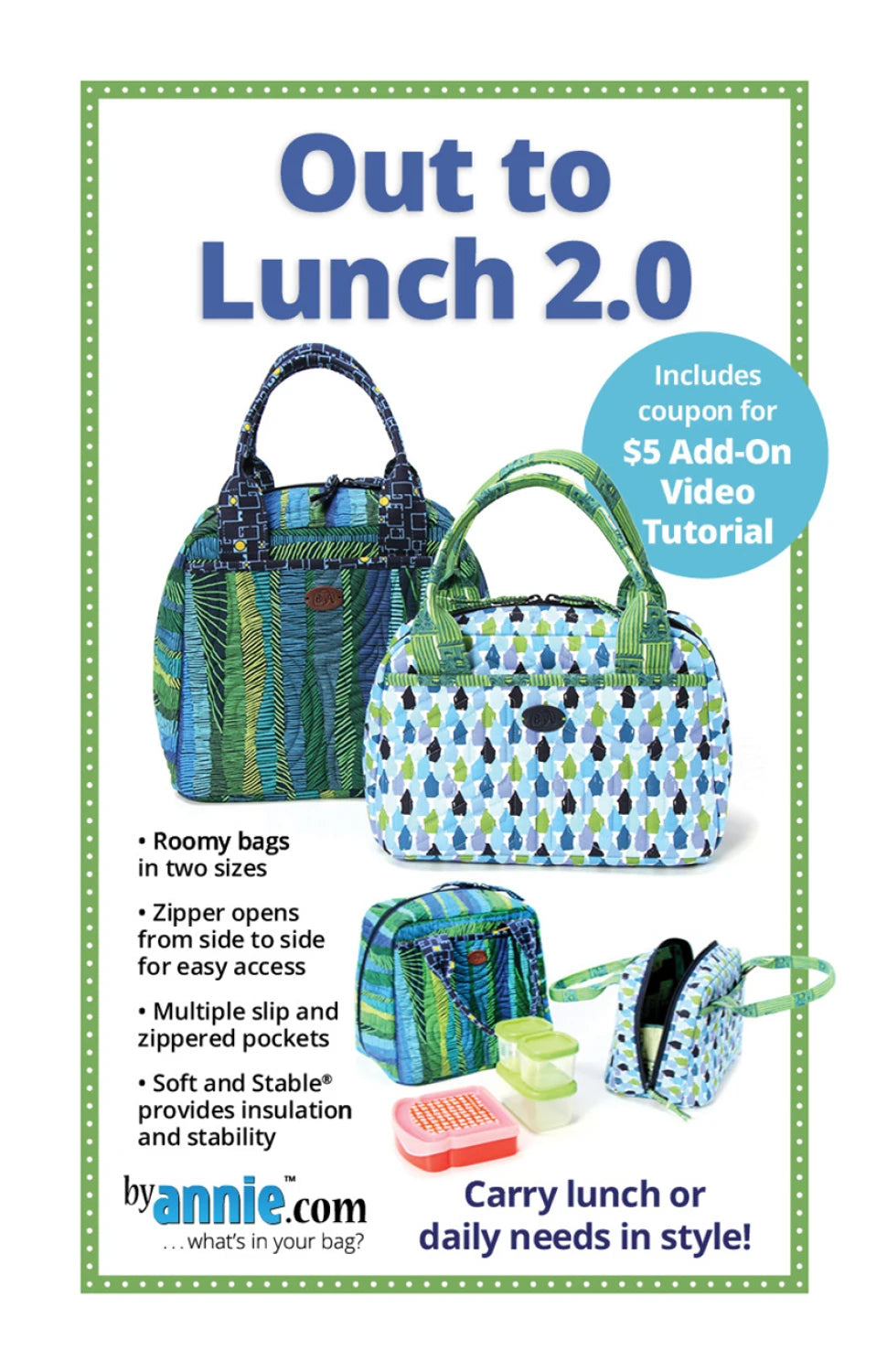 Out to Lunch 2.0 insulated bag pattern PBA231-2 cover sample by ByAnnie