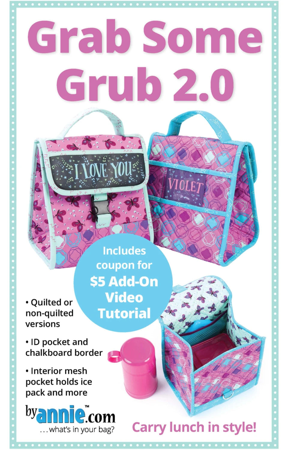 ByAnnie Grab Some Grub 2.0 PBA235-2 lunch bag sewing pattern