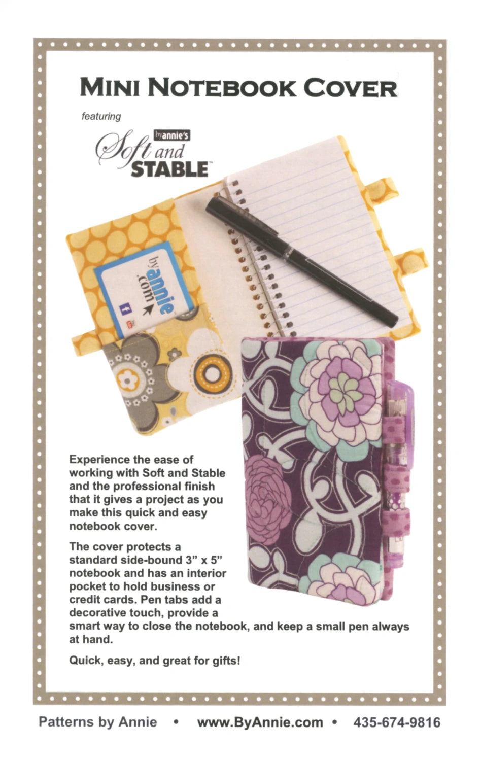 ByAnnie™ Mini Notebook Cover Pattern (PBA238)