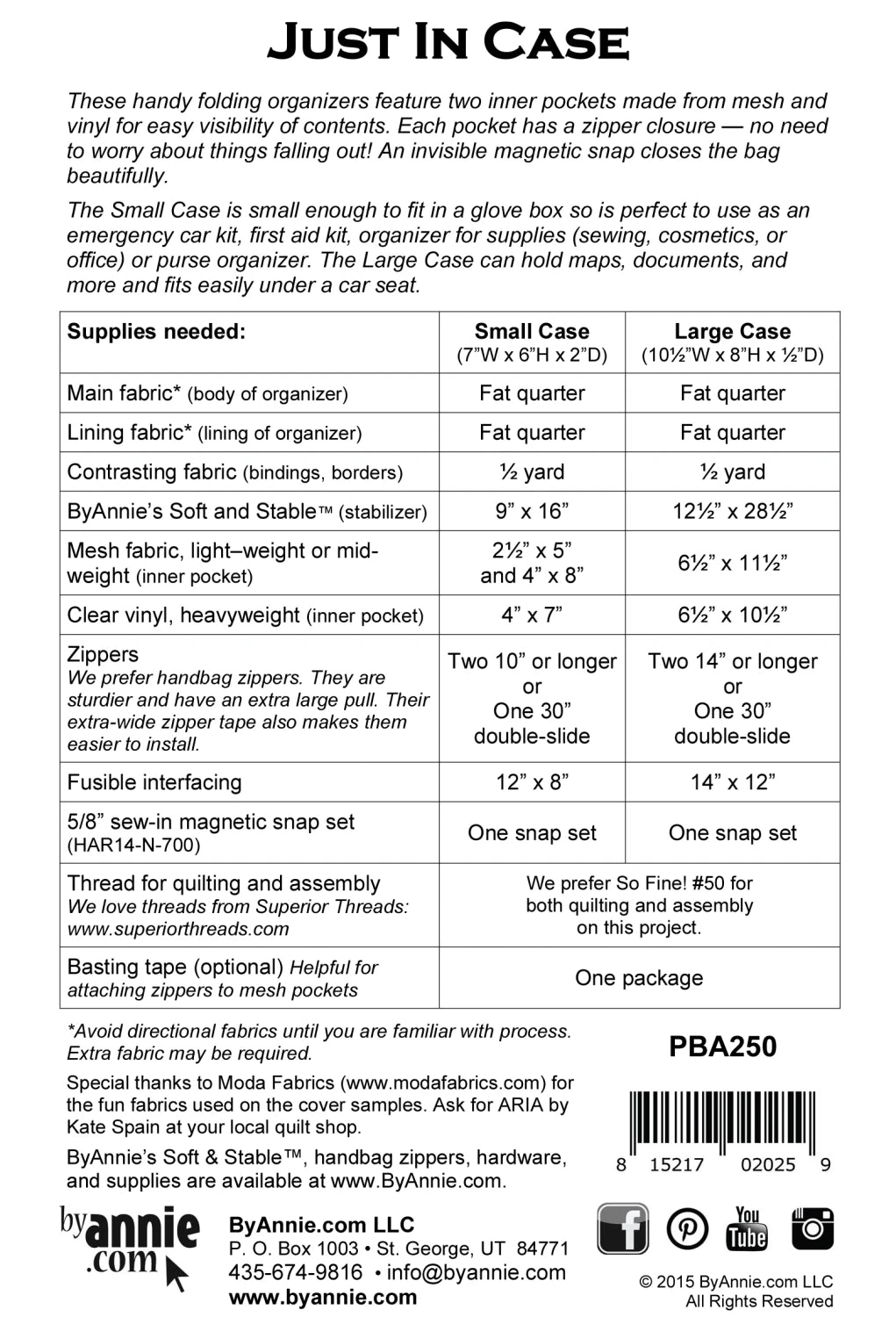 ByAnnie Just in Case Sewing Pattern (PBA250)