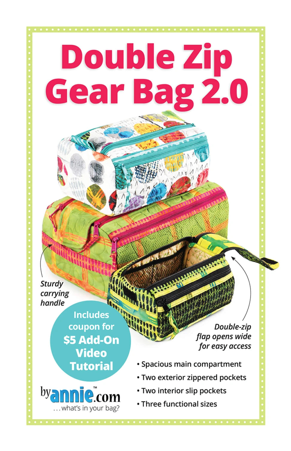 ByAnnie Double Zip Gear Bags 2.0 Pattern (PBA257-2)