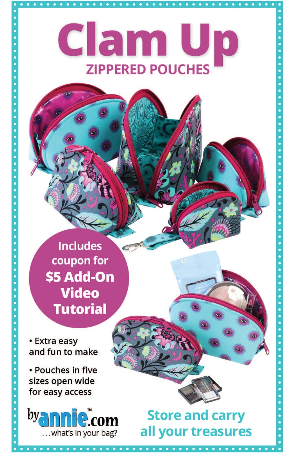 ByAnnie™ Clam Up Zippered Pouches Pattern (PBA275)