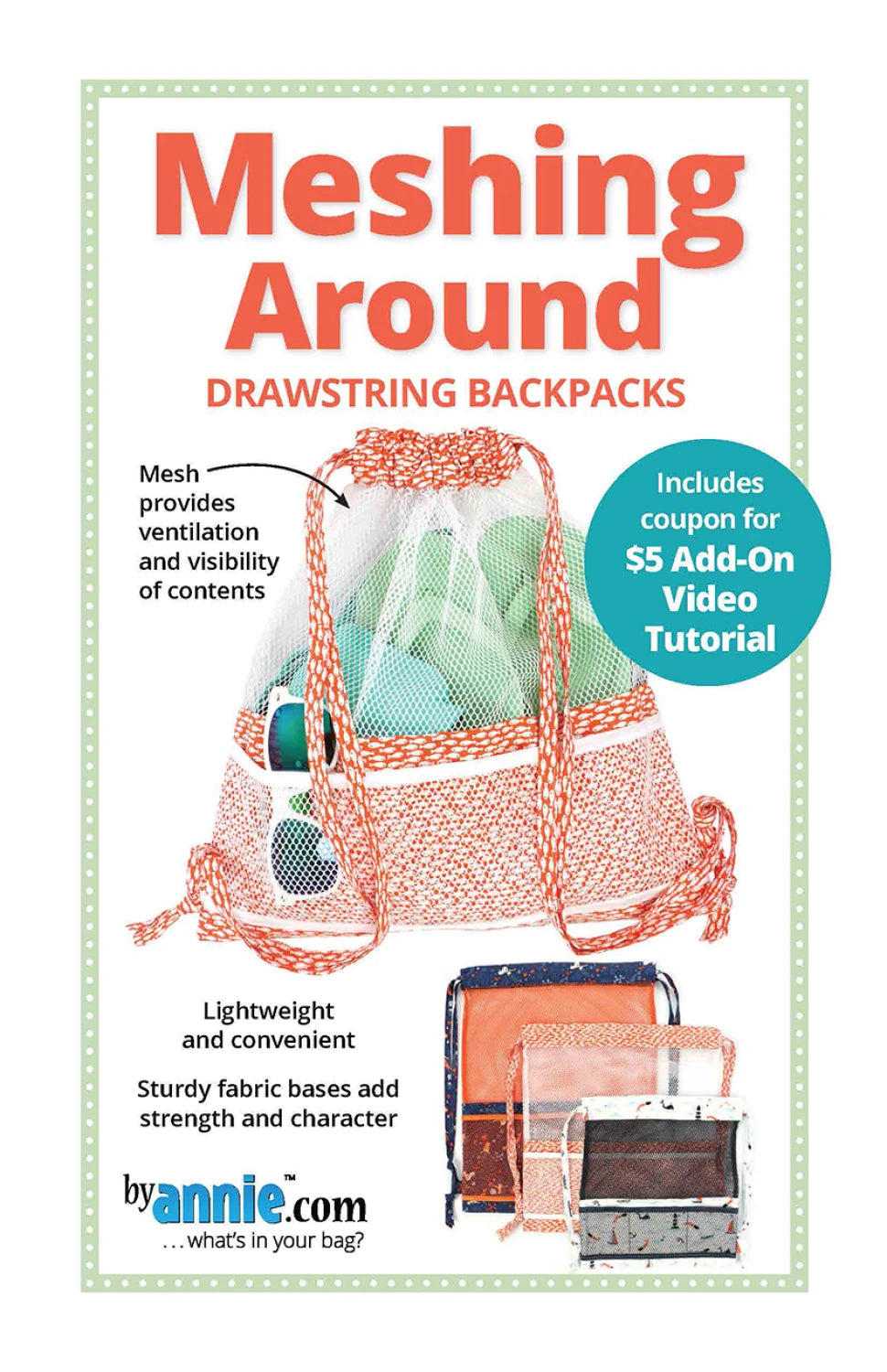 ByAnnie Meshing Around PBA278 drawstring backpack sewing pattern