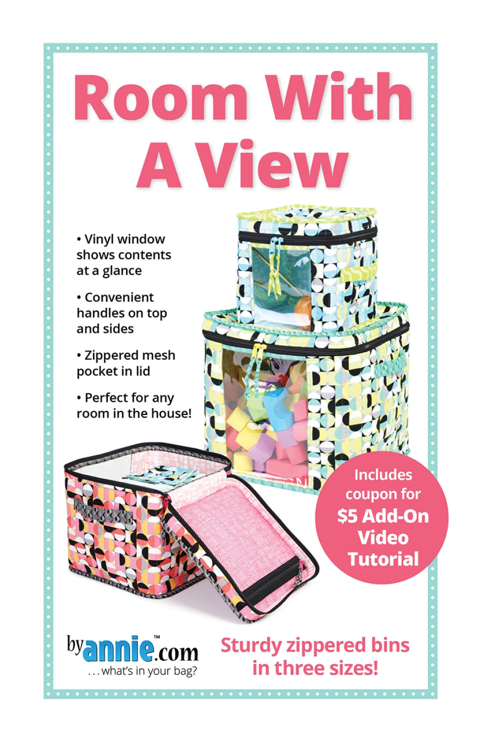 ByAnnie Room With A View PBA291 storage box sewing pattern with clear vinyl windows