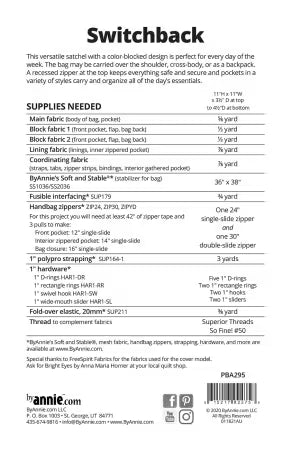 ByAnnie™ Switchback Convertible Backpack/Shoulder Bag Pattern (PBA295)