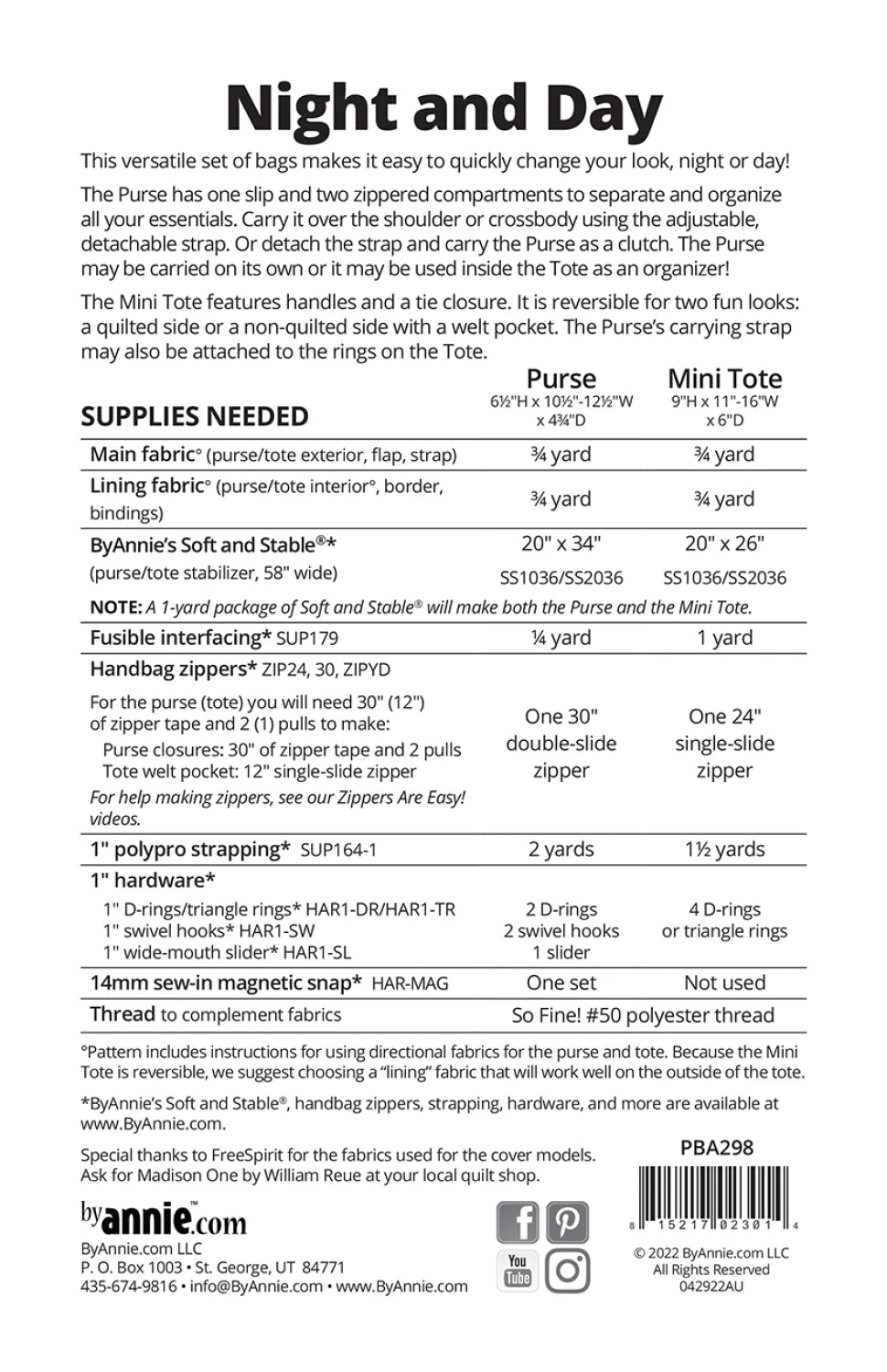 ByAnnie™ Night and Day--Purse and Mini Tote SKU PBA298