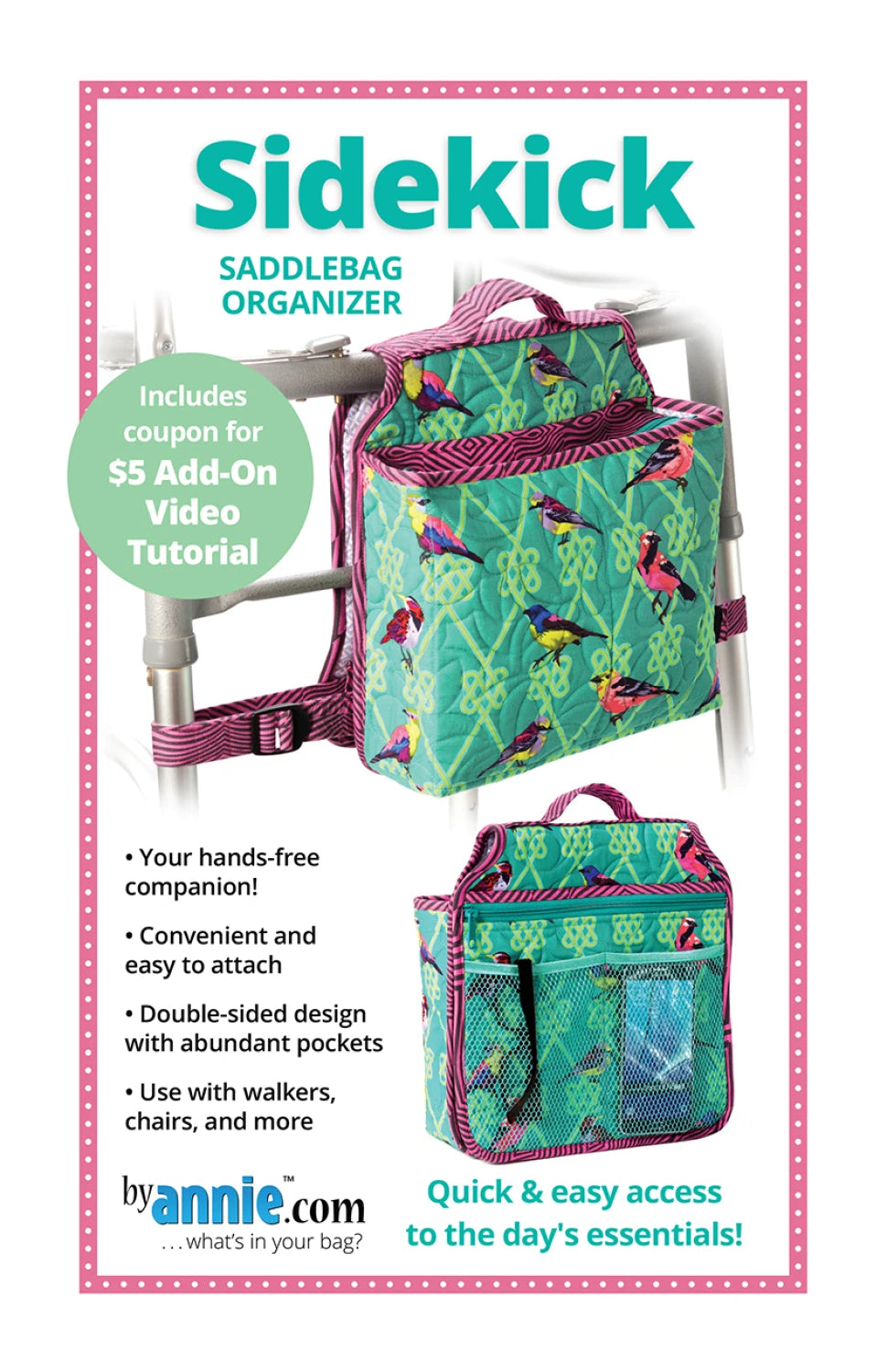 ByAnnie Sidekick PBA300 saddlebag organizer sewing pattern