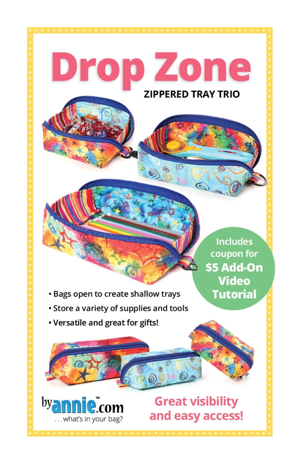 ByAnnie Drop Zone PBA307 zippered tray pouch sewing pattern
