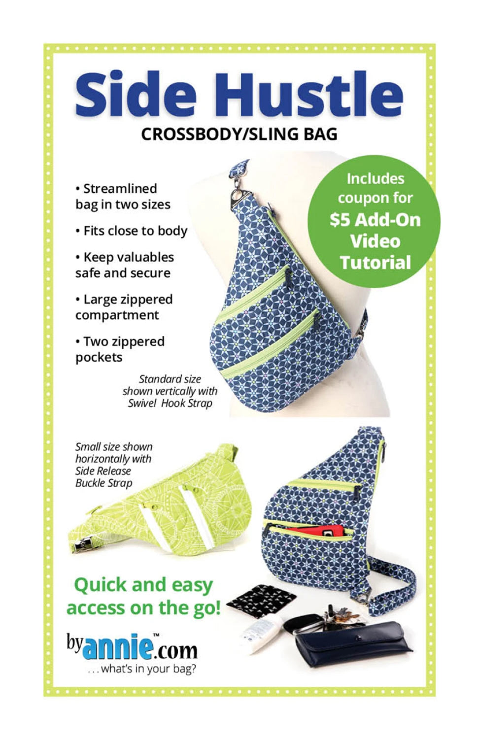 ByAnnie™ Side Hustle Crossbody/Sling Bag Pattern (PBA309)