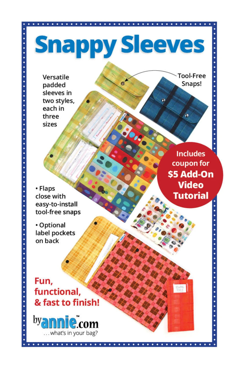 ByAnnie Snappy Sleeves PBA317 padded organizer sewing pattern in horizontal and vertical styles
