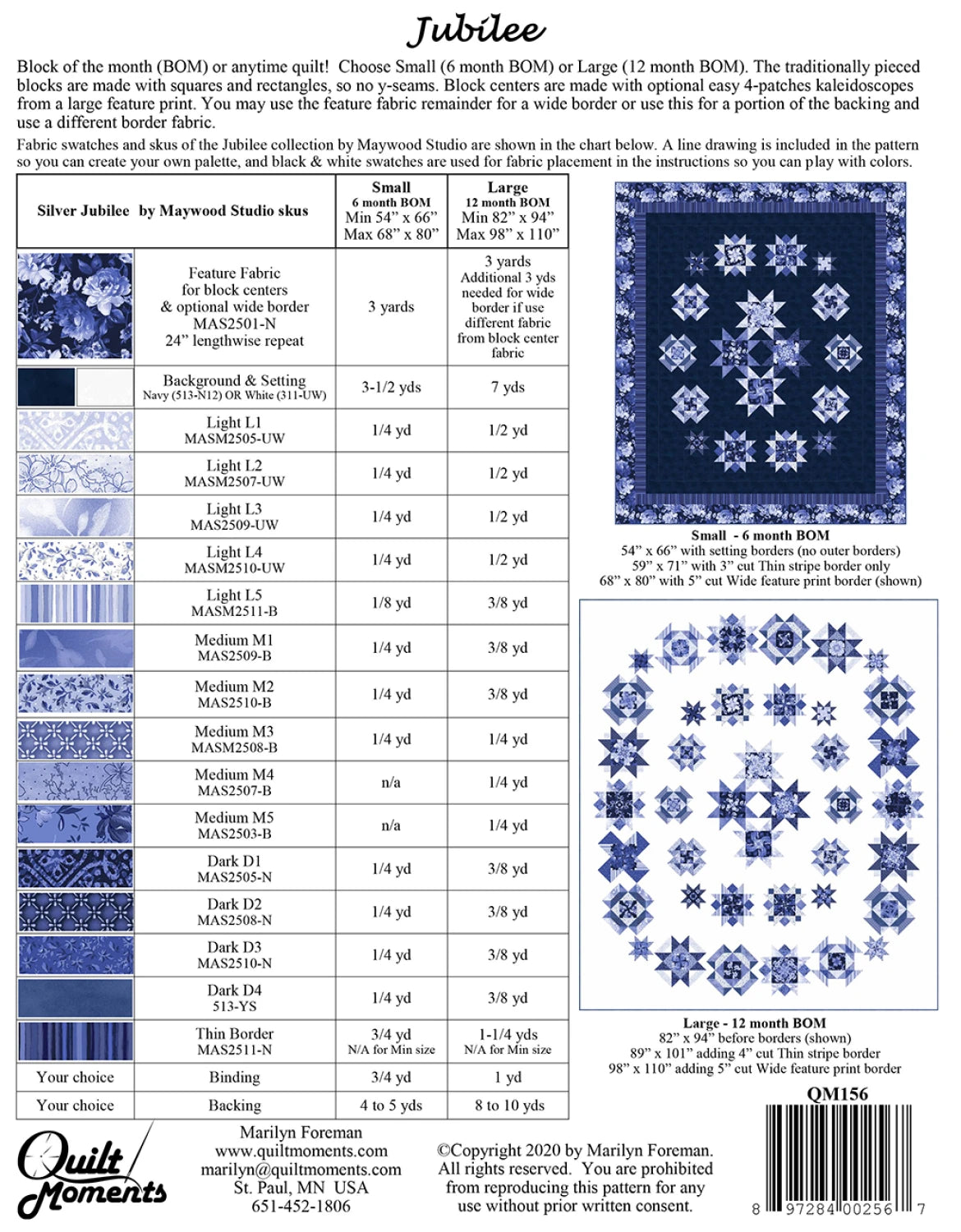 Jubilee Pattern by Marilyn Foreman of Quilt Moments