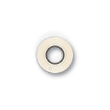 Close-up of 12 Class 15 Confetti Cotton prewound bobbins in Ivory, showing the smooth, uniform winding of the cream-colored Egyptian cotton thread.