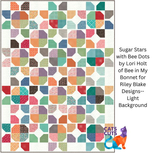 Quilt Kit--Sugar Stars by Lori Holt of Bee in My Bonnet--Bee Dots Colorway with Light Background