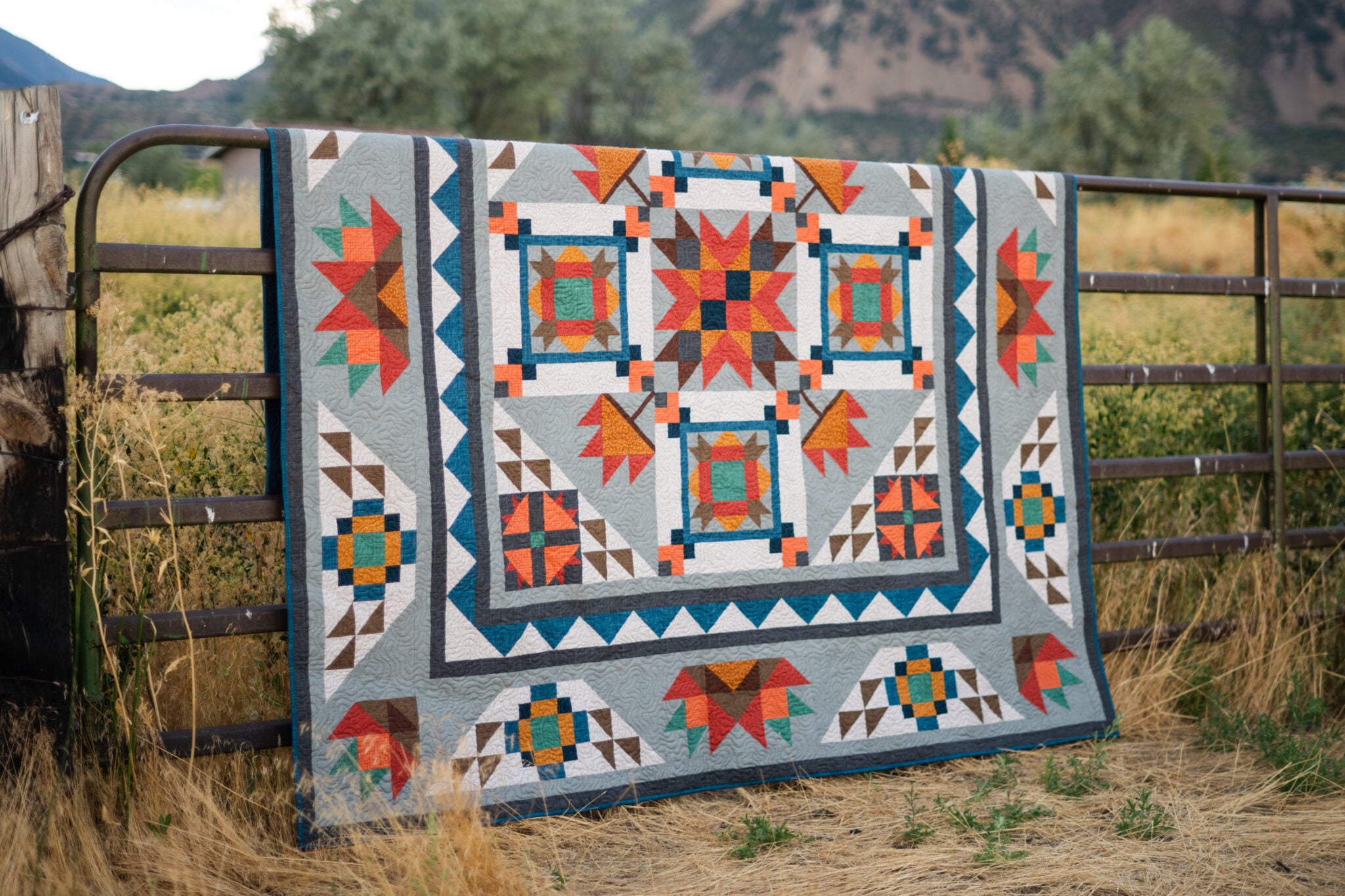 Sunburst Garden Dusk Colorway Block of the Month Quilt Kit featuring Riley Blake Designs basics