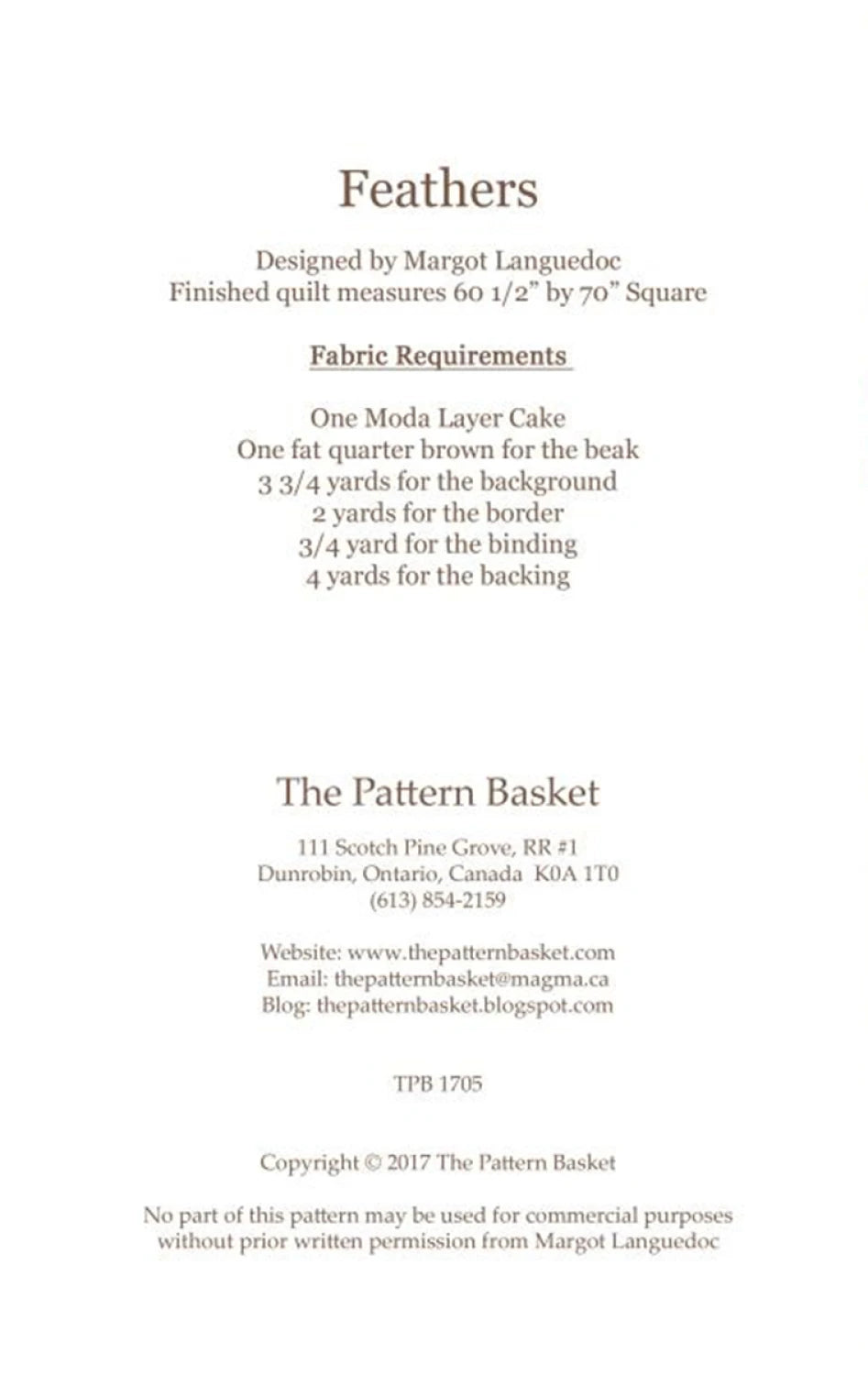 Feathers Quilt Pattern by Margot Languedoc of The Pattern Basket
