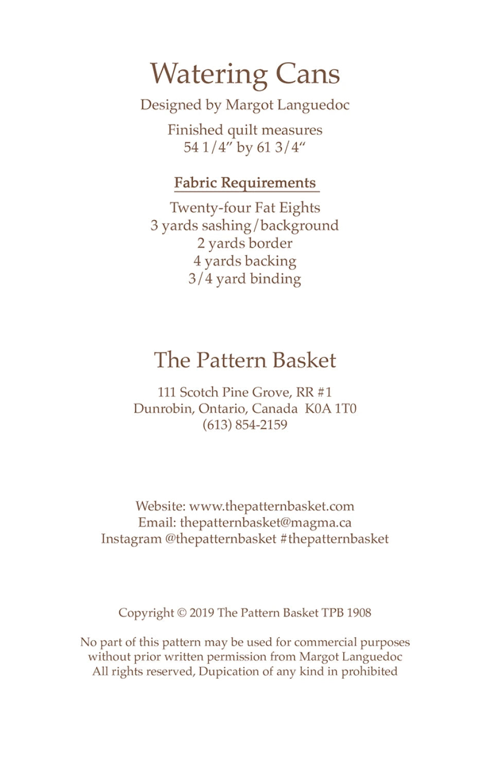 Watering Cans Quilt Pattern by Margot Languedoc of The Pattern Basket