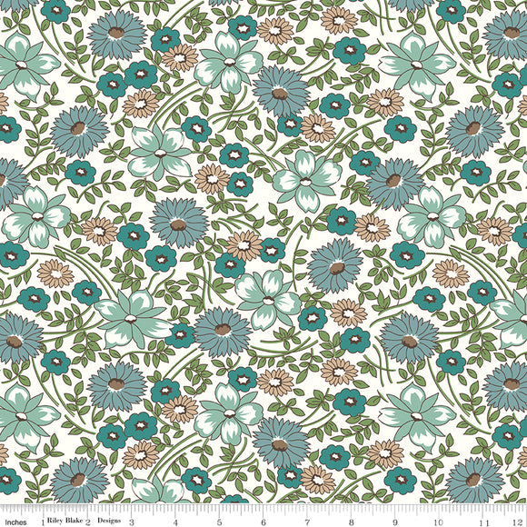 Prairie Wide Quilt Backing Fabric by Lori Holt--WB12324-TEAL