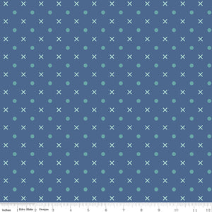 Bee Dots Wide Quilt Backing Fabric--Denim