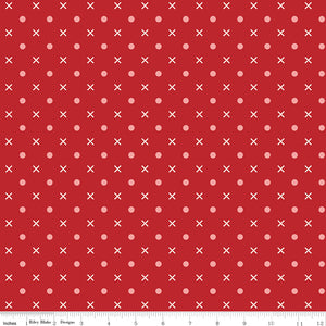 Bee Dots Wide Quilt Backing Fabric--Schoolhouse Red