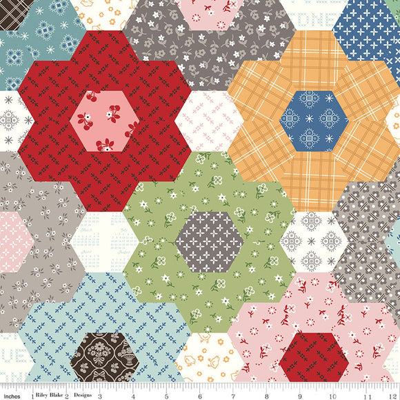 Calico Wide Quilt Backing Fabric by Lori Holt--WB14501-MULTI