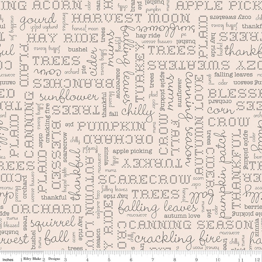 Autumn Latte Words Wide Quilt Backing by Lori Holt - WB14674-LATTE