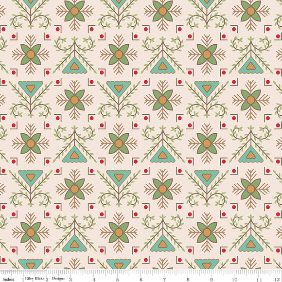 Home Town Holiday Wide Quilt Backing Fabric by Lori Holt--WB14928-BASIL