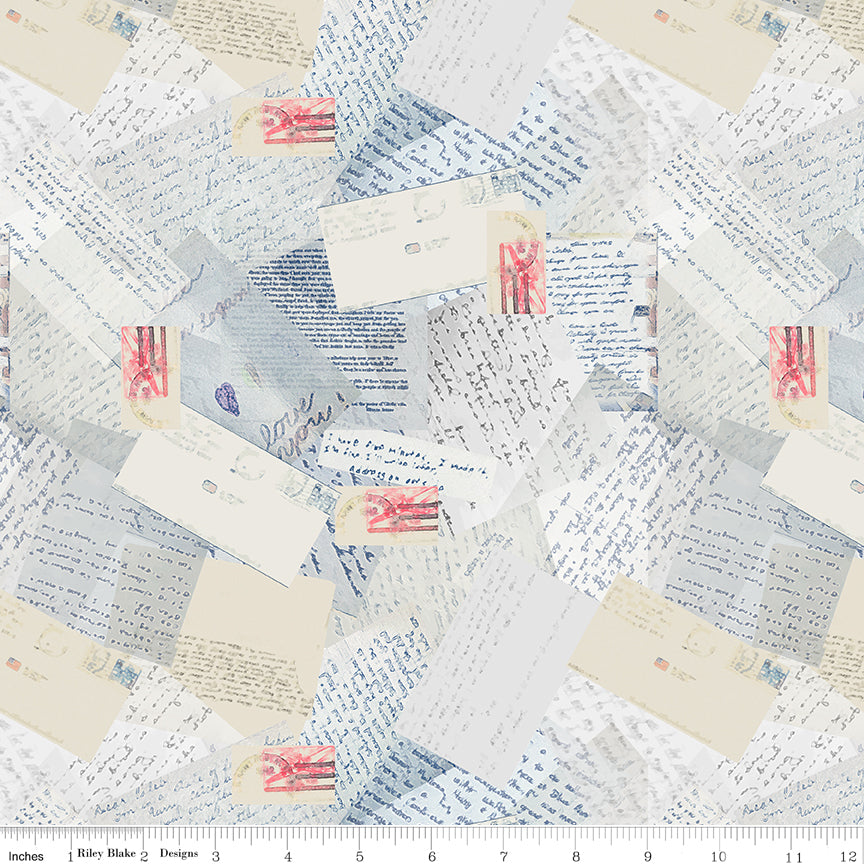 Letters From Home Wide Quilt Backing SKU #WB15617-VINBLUE