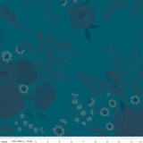 First Blooms Wide Quilt Backing Fabric by Heather Peterson for Riley Blake Designs Tonal Floral --3YD-WB16331-DENIM