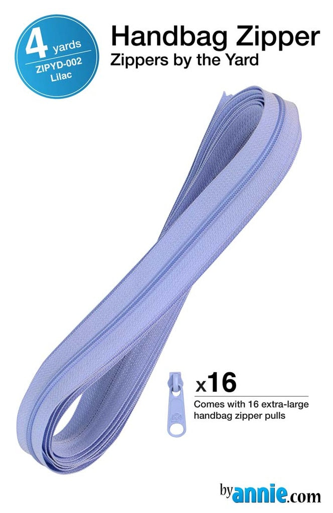ByAnnie™ Zippers by the Yard | #4.5 Handbag Zipper Tape with 16 Pulls - All Colors