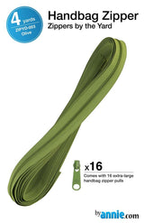 ByAnnie™ Zippers by the Yard | #4.5 Handbag Zipper Tape with 16 Pulls - All Colors