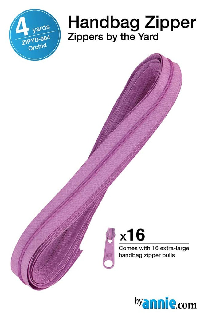 ByAnnie™ Zippers by the Yard | #4.5 Handbag Zipper Tape with 16 Pulls - All Colors