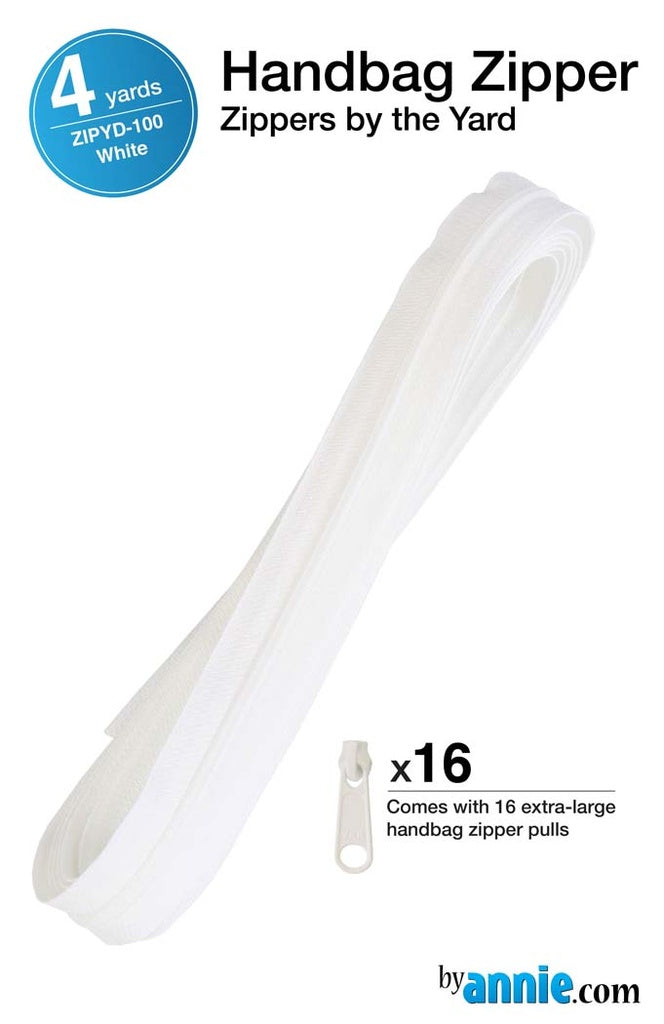 ByAnnie™ Zippers by the Yard | #4.5 Handbag Zipper Tape with 16 Pulls - All Colors