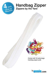 ByAnnie™ Zippers by the Yard | #4.5 Handbag Zipper Tape with 16 Pulls - All Colors