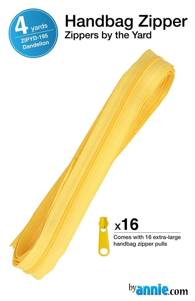 ByAnnie™ Zippers by the Yard | #4.5 Handbag Zipper Tape with 16 Pulls - All Colors