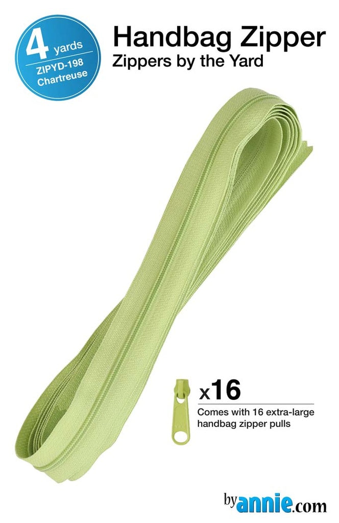 ByAnnie™ Zippers by the Yard | #4.5 Handbag Zipper Tape with 16 Pulls - All Colors