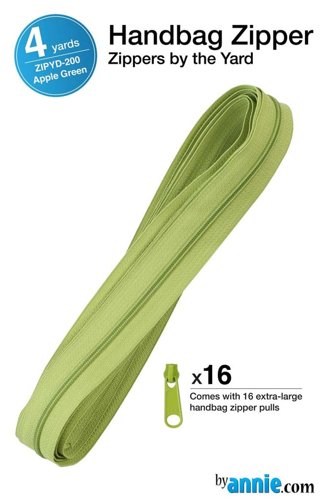 ByAnnie™ Zippers by the Yard | #4.5 Handbag Zipper Tape with 16 Pulls - All Colors