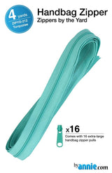 ByAnnie™ Zippers by the Yard | #4.5 Handbag Zipper Tape with 16 Pulls - All Colors