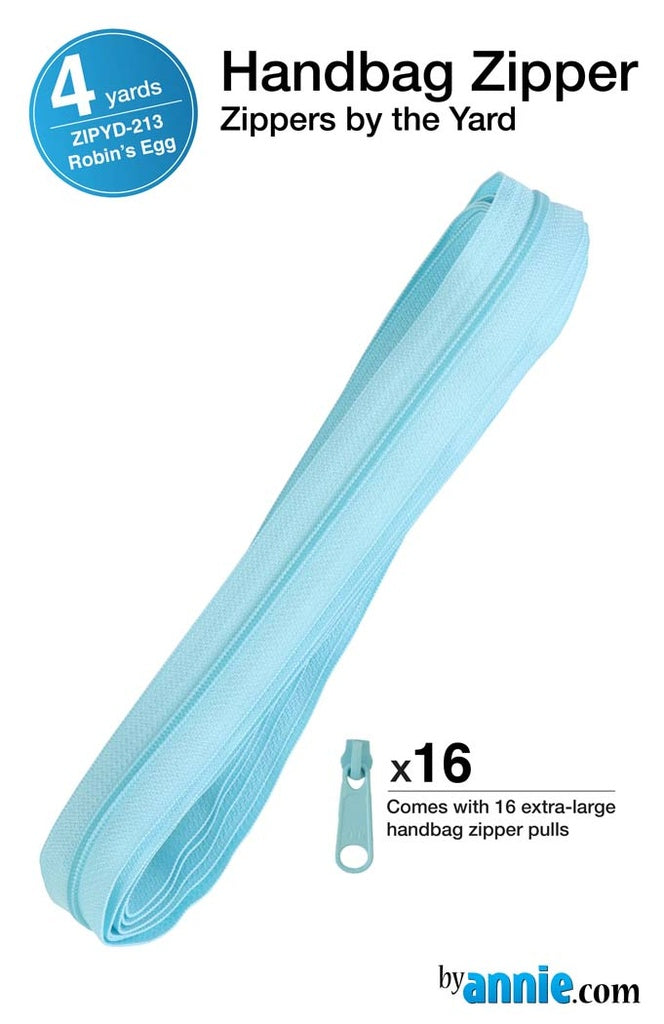 ByAnnie™ Zippers by the Yard | #4.5 Handbag Zipper Tape with 16 Pulls - All Colors